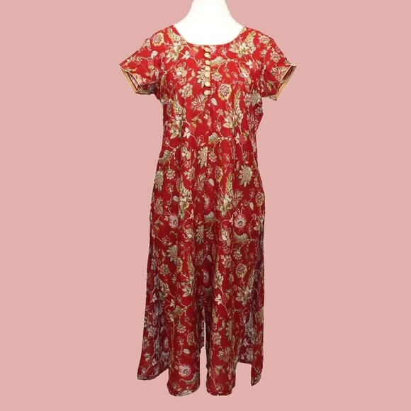 Red Flower Print Kurta, Tranquil Threads | Muvvas Boutique - Picture 5 of 5